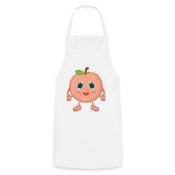 Pfirsich Comic - Kochschürze - Weiß - Vorne - AI Model Male 185 dark (185cm)