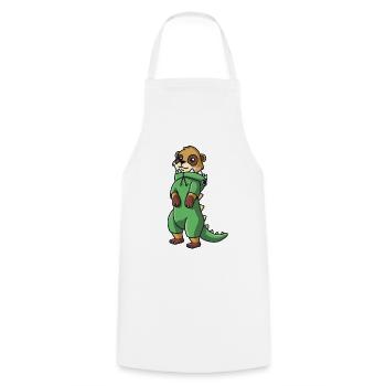 Kawaii meerkat in dino costume kawaii ladies - Cooking Apron - white - Front - AI Model Male 185 dark (185cm)