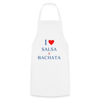 I Love Salsa and Bachata - Cooking Apron - white - Front - AI Model Male 185 dark (185cm)
