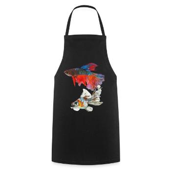 Fishes - Cooking Apron - black - Front - AI Model Male 185 dark (185cm)