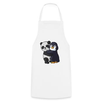 Panda avec pingouin aime les animaux mignons doux - Tablier de cuisine - blanc - Devant - AI Model Male 185 dark (185cm)