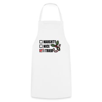 Noël coquine Nice essayé drôle cadeau de liste de Noël - Tablier de cuisine - blanc - Devant - AI Model Male 185 dark (185cm)