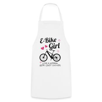 E-Bike Girl fille vélo électrique cadeau - Tablier de cuisine - blanc - Devant - AI Model Male 185 dark (185cm)