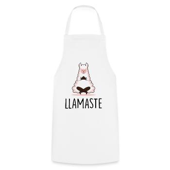 Llamaste humour yoga et lama en tailleur mignon - Tablier de cuisine - blanc - Devant - AI Model Male 185 dark (185cm)