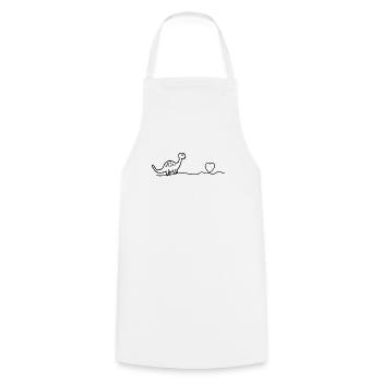 Dino mignon avec cadeau d'art de ligne de dinosaure coeur - Tablier de cuisine - blanc - Devant - AI Model Male 185 dark (185cm)