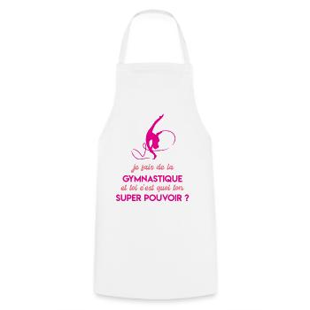 Je fais de la gymnastique et toi ton super pouvoir - Tablier de cuisine - blanc - Devant - AI Model Male 185 dark (185cm)