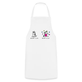 Moi avant et après la gymnastique humour licorne - Tablier de cuisine - blanc - Devant - AI Model Male 185 dark (185cm)