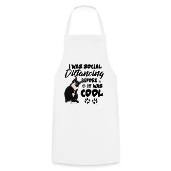I Was Social Distancing Before It Was Cool T Shirt - Cooking Apron - white - Front - AI Model Male 185 dark (185cm)