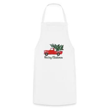Vintage Wagon Christmas Pickup Truck Retro - Cooking Apron - white - Front - AI Model Male 185 dark (185cm)