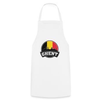 Ghent Belgium Skyline Travel Souvenir Belgian Flag - Cooking Apron - white - Front - AI Model Male 185 dark (185cm)