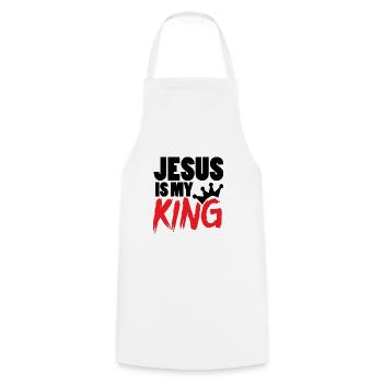 Jésus est mon roi | Jésus est mon roi ! - Tablier de cuisine - blanc - Devant - AI Model Male 185 dark (185cm)