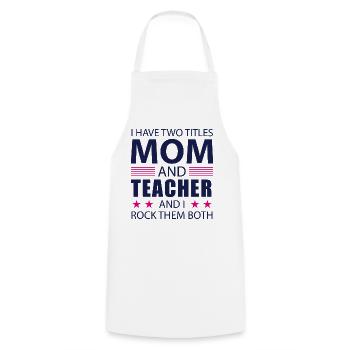 Teacher mom gift mom teacher saying - Cooking Apron - white - Front - AI Model Male 185 dark (185cm)