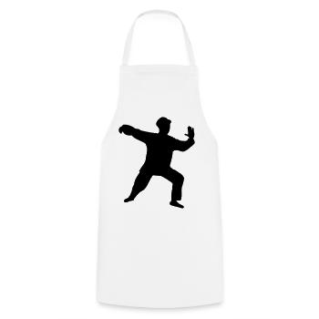 Chinese forms of taichiquan training - Cooking Apron - white - Front - AI Model Male 185 dark (185cm)