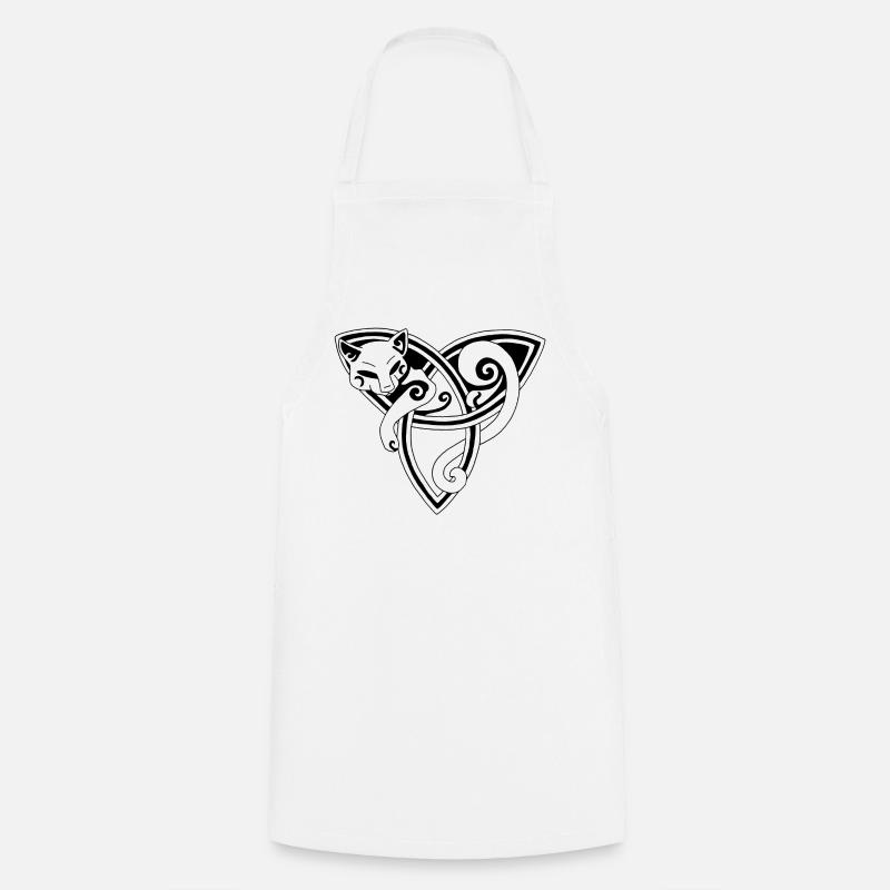 Chat celte au repos (noir) - Tablier de cuisine - blanc