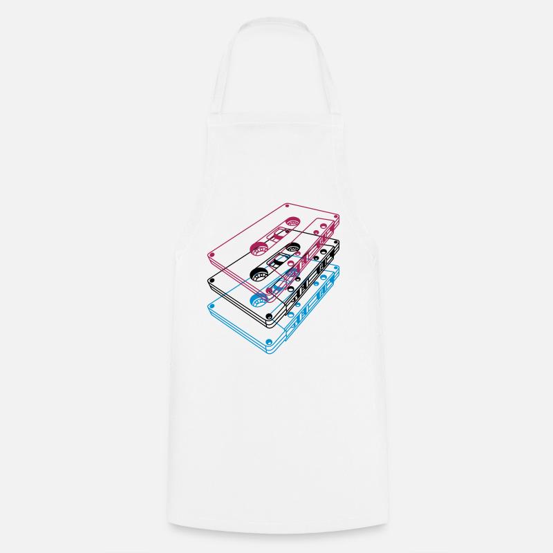Cassette 3D – Retro Mixtape Vintage Perspective - Cooking Apron - white