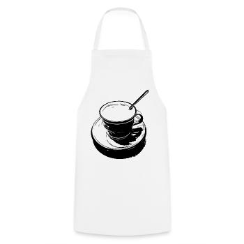 Tasse à café noir et blanc - Tablier de cuisine - blanc - Devant - AI Model Male 185 dark (185cm)