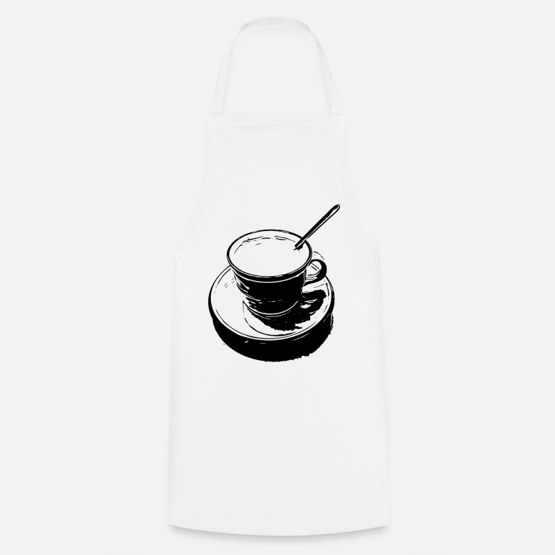 Tasse à café noir et blanc - Tablier de cuisine - blanc