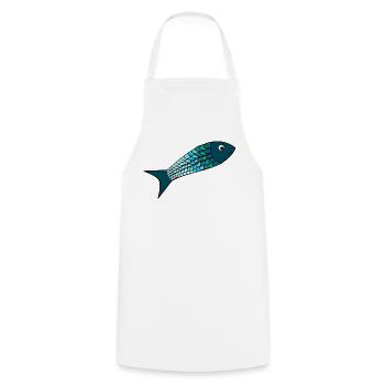 sardine. fish. April fool. sea. ocean - Cooking Apron - white - Front - AI Model Male 185 dark (185cm)