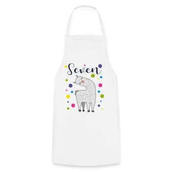 7 ans cadeau d'anniversaire enfants lama alpaga - Tablier de cuisine - blanc - Devant - AI Model Male 185 dark (185cm)