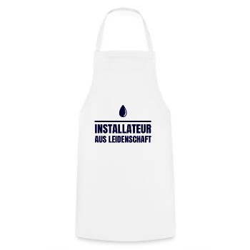 Gas Wasser Installateur - Kochschürze - Weiß - Vorne - AI Model Male 185 dark (185cm)