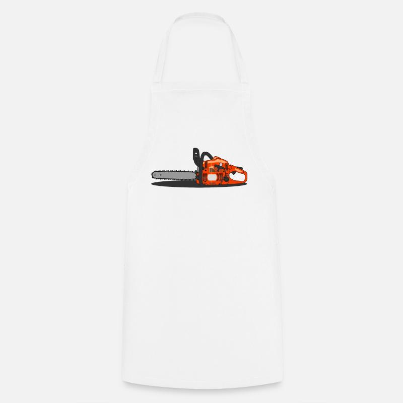 Tronçonneuse - Orange - Tablier de cuisine - blanc