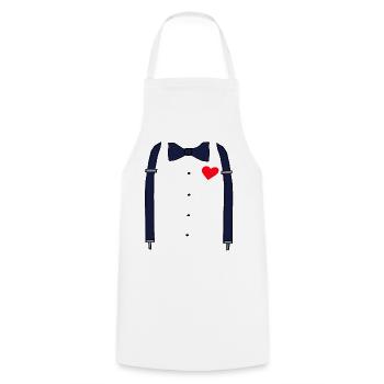 Bretelles et nœud papillon avec coeurs JGA Fun Shirt - Tablier de cuisine - blanc - Devant - AI Model Male 185 dark (185cm)