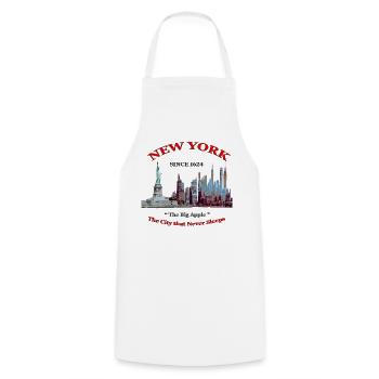 NEW YORK 1624 CREATION Louis RUNEMBERG ADAGP - Tablier de cuisine - blanc - Devant - AI Model Male 185 dark (185cm)