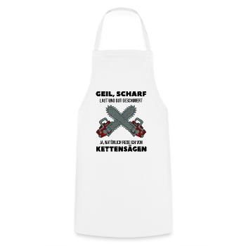 Kettensäge Motorsäge Waldarbeiter Geschenk - Kochschürze - Weiß - Vorne - AI Model Male 185 dark (185cm)