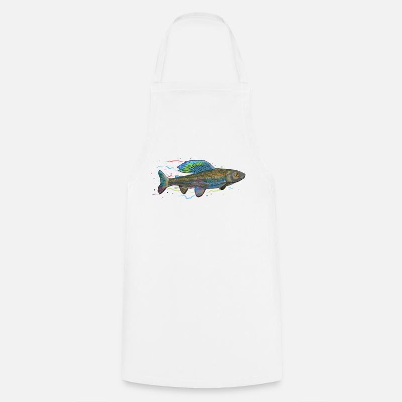 Chromatic iridescent fish - grayling - Cooking Apron - white