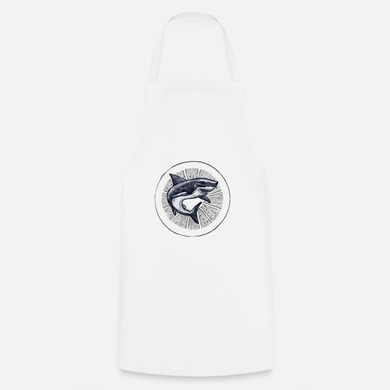 Dancing Shark - Cooking Apron - white