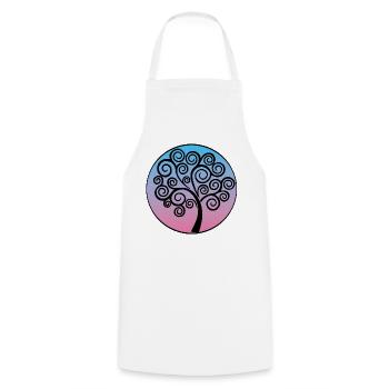 Black tree of life on blue and pink background - Cooking Apron - white - Front - AI Model Male 185 dark (185cm)