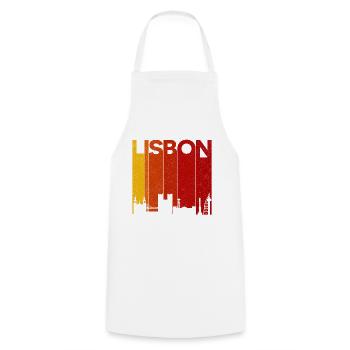 Lissabon Skyline Gradient Sonnenuntergang - Kochschürze - Weiß - Vorne - AI Model Male 185 dark (185cm)