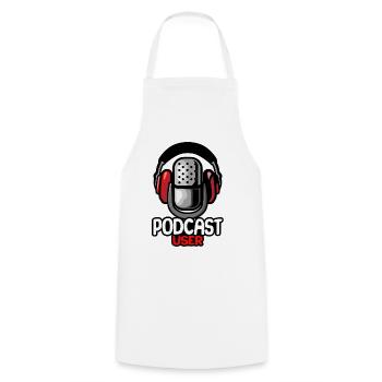 Podcast User MicroPhone Podcaster Radio Internet - Tablier de cuisine - blanc - Devant - AI Model Male 185 dark (185cm)