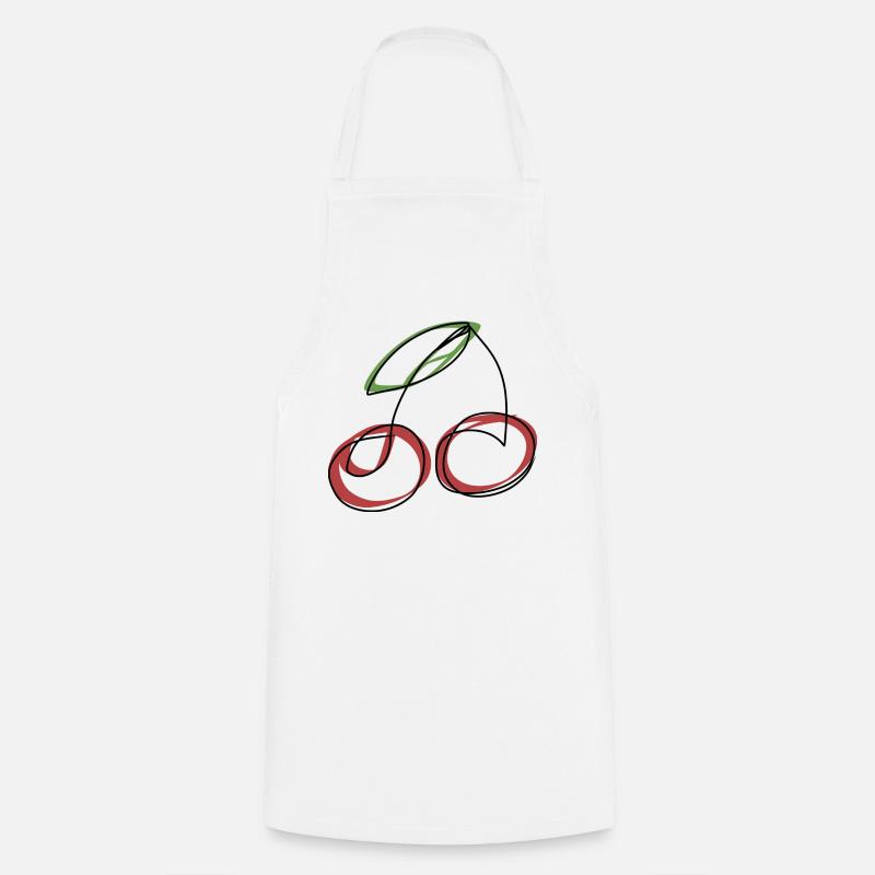 Lineart Cherry - Cooking Apron - white