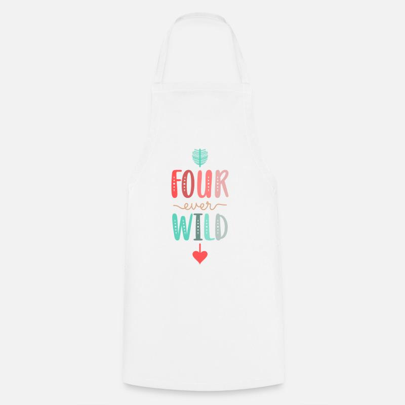 Four Ever Wild 4. Geburtstagsgeschenk Mädchen - Kochschürze - Weiß