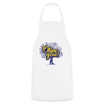 Olive Love - Cooking Apron - white - Front - AI Model Male 185 dark (185cm)