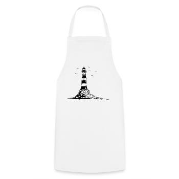 Lighthouse, lighthouse, ship, rock sea holiday - Cooking Apron - white - Front - AI Model Male 185 dark (185cm)