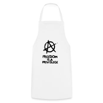 Symbole punk anarchie « La liberté est un privilège » - Tablier de cuisine - blanc - Devant - AI Model Male 185 dark (185cm)