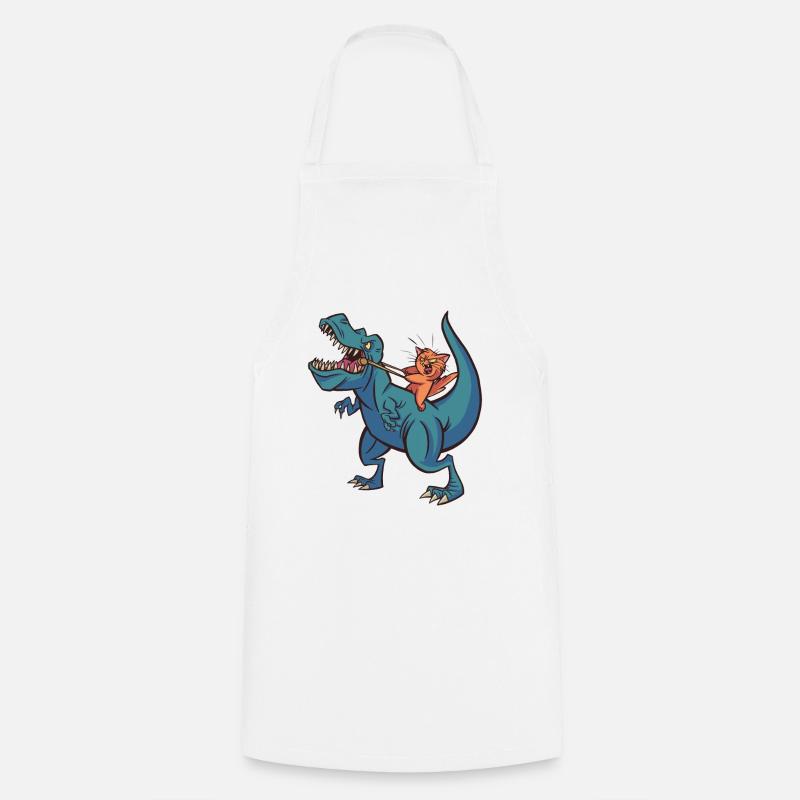 Rex dinosaure chat chevauche Dino cheval chat Cat - Tablier de cuisine - blanc