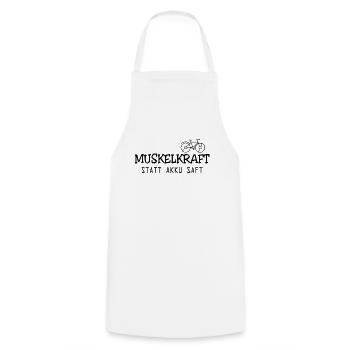 Muskelkraft statt Akku Saft Radfahrer Spruch - Kochschürze - Weiß - Vorne - AI Model Male 185 dark (185cm)