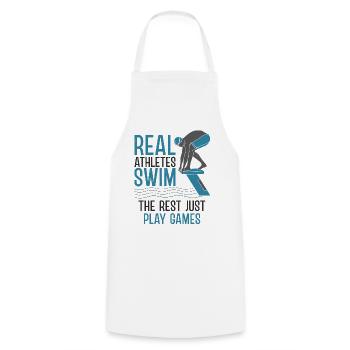 Swimmer Sports Scuba Diving Swimming - Cooking Apron - white - Front - AI Model Male 185 dark (185cm)