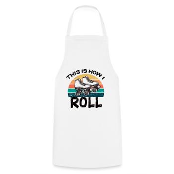 " 70's This Is How I Roll Vintage Retro Roller Skate " - Cooking Apron - white - Front - AI Model Male 185 dark (185cm)