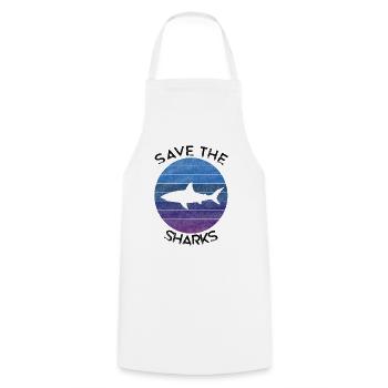 Diving Shark Sharks Shark Fish Retro Vintage - Cooking Apron - white - Front - AI Model Male 185 dark (185cm)