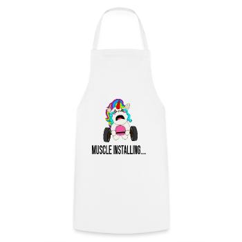 Muscles Install.... - Cooking Apron - white - Front - AI Model Male 185 dark (185cm)