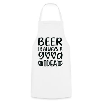 Beer Is Always Good Idea Saying - Cooking Apron - white - Front - AI Model Male 185 dark (185cm)