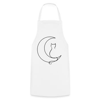 Chat de lune - Tablier de cuisine - blanc - Devant - AI Model Male 185 dark (185cm)