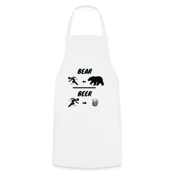 Course face à l’ours puis bière - Tablier de cuisine - blanc - Devant - AI Model Male 185 dark (185cm)