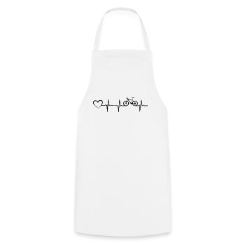 Bicycle Heartbeat Heart - Mountain Bike Cyclist - Cooking Apron - white - Front - AI Model Male 185 dark (185cm)