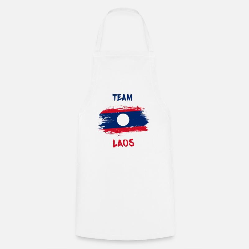 Team Laos Flags Design / Gift - Cooking Apron - white