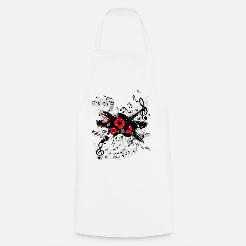 Red Record Melody and Keyboard Track - Cooking Apron - white